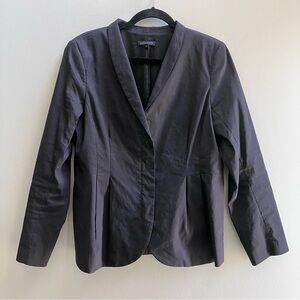 Eileen Fisher Zipper Front Blazer Women's Size M Ink Color Jacket Silk Lining
